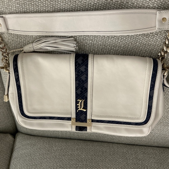 L.A.M.B white leather and navy handbag - Picture 7 of 7